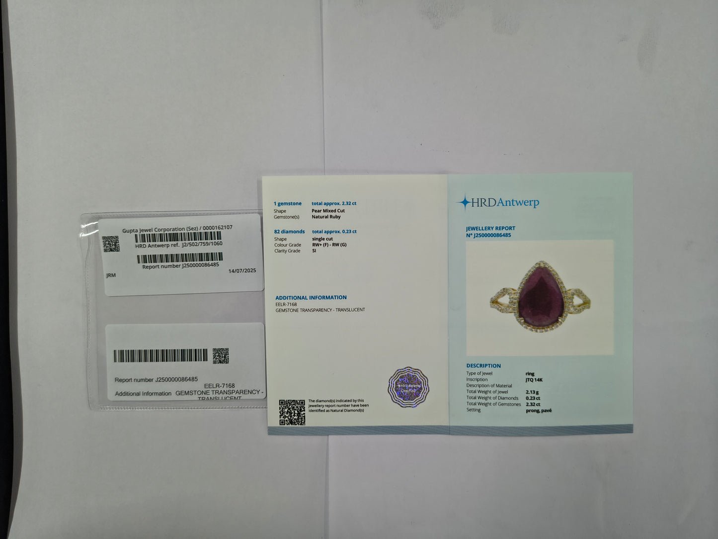 2.55 Ct Pear Mixed Cut Natural Ruby 14K Gold Ring