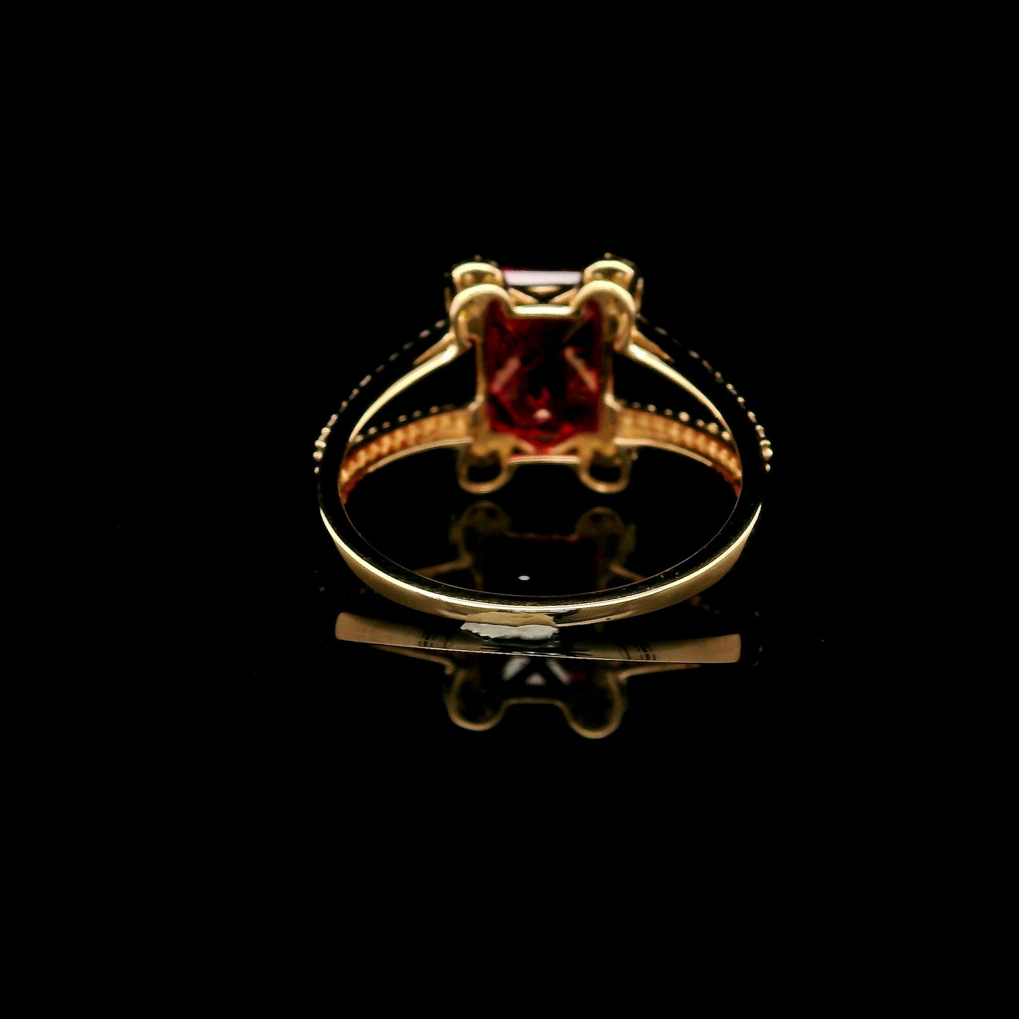 3.46 Ct Emerald Cut Lab Grown Ruby 14K Gold Ring