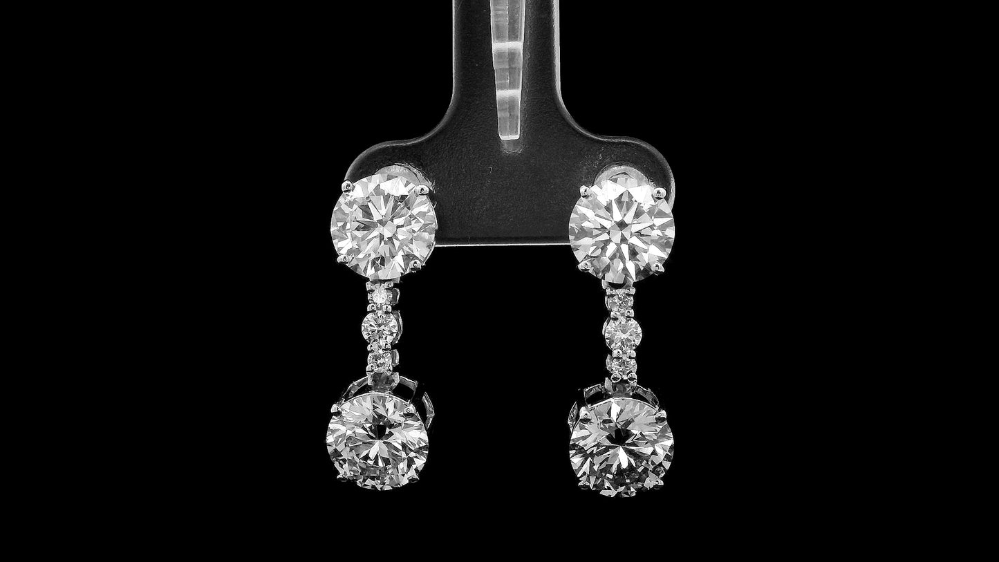 6.49 Carats Lab Grown Diamond 14K Gold Earrings