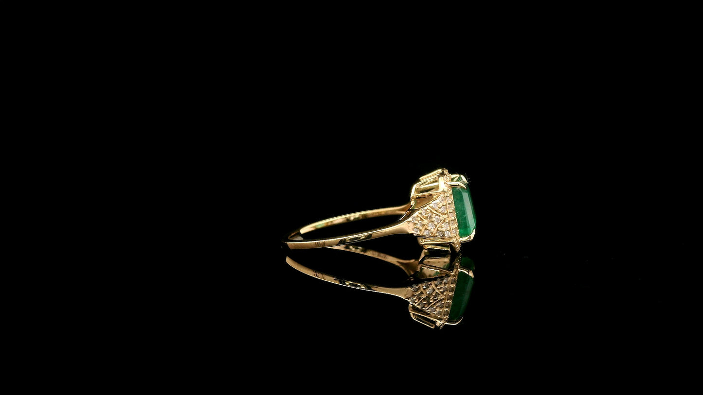 2.42 Ct Octagon Natural Emerald 14K Gold Ring