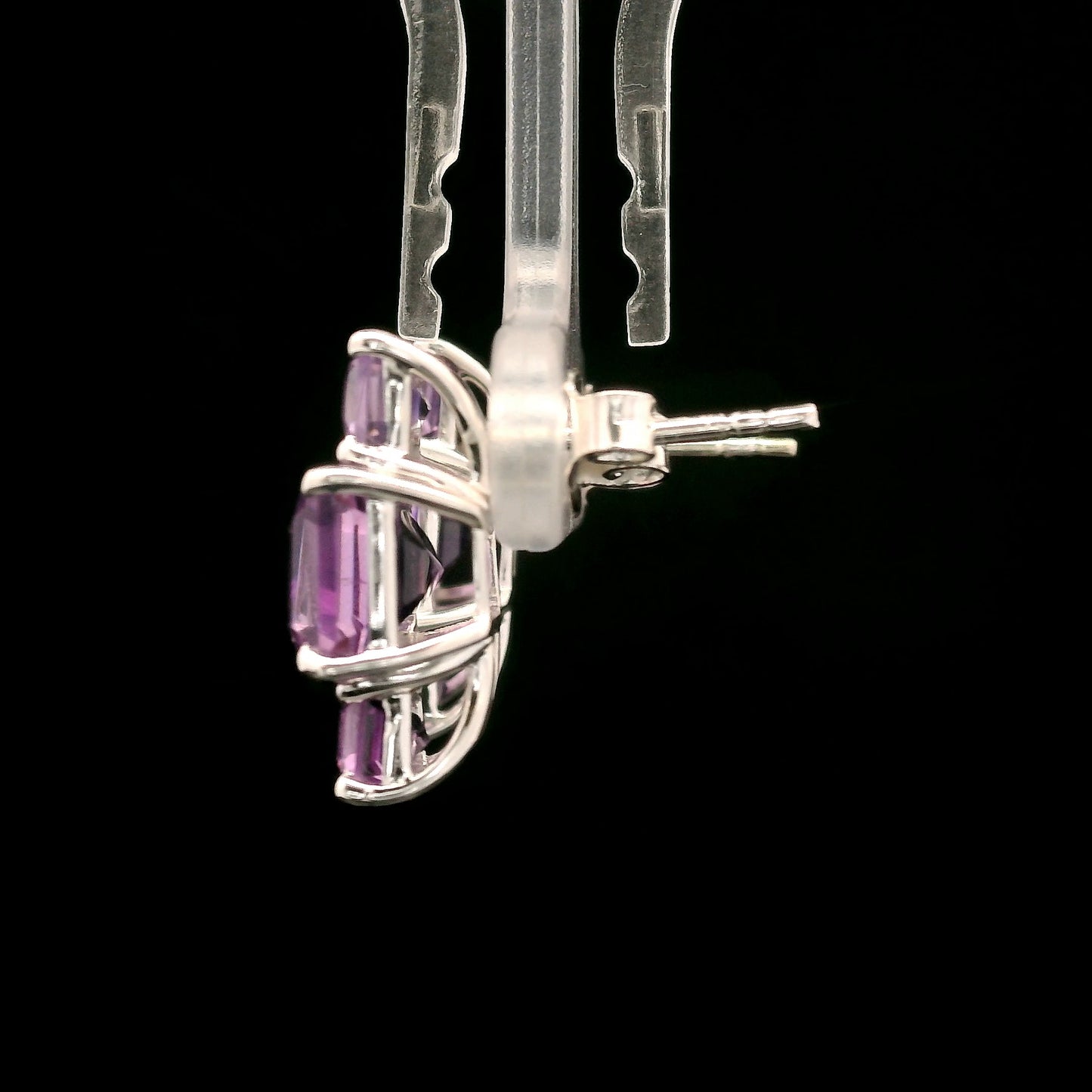 6.61 Ct Octagon Amethyst 925 Sterling Silver Earrings