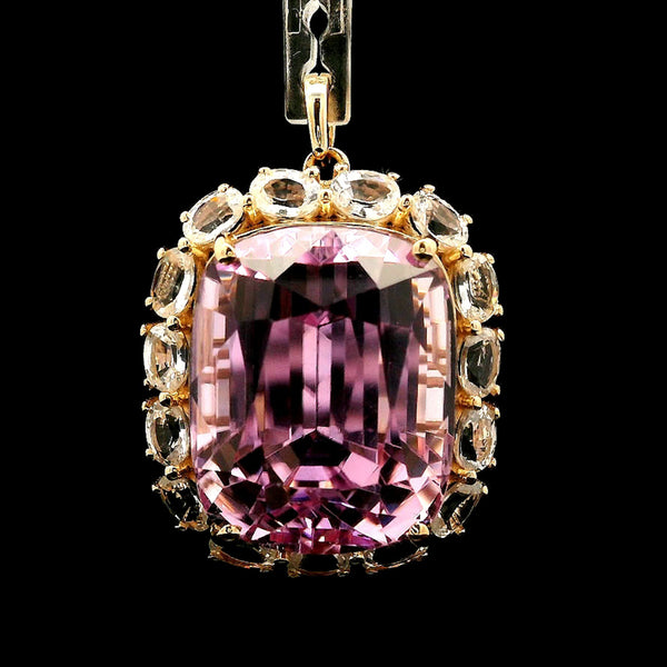 31.22 Ct Cushion Kunzite 14K Gold Pendant