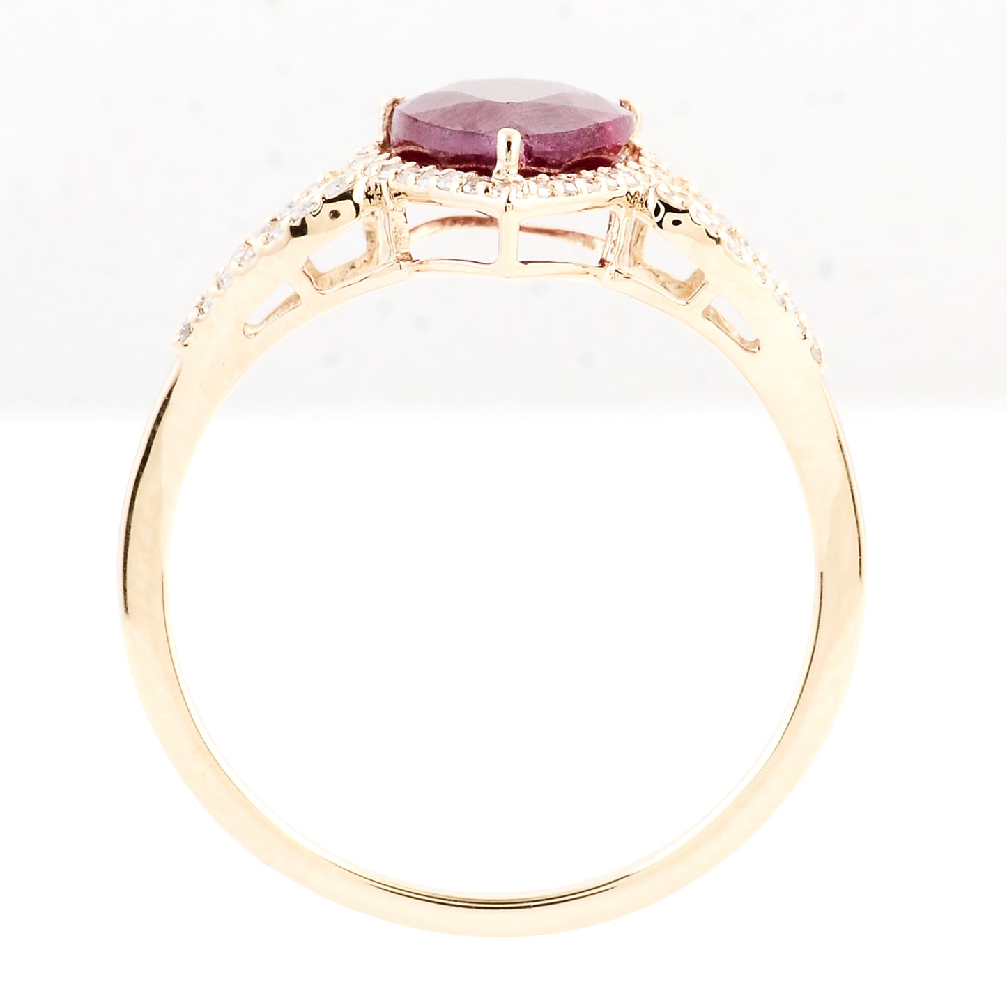 2.21 Ct Pear Mixed Cut Natural Corundum Ruby 14K Gold Ring