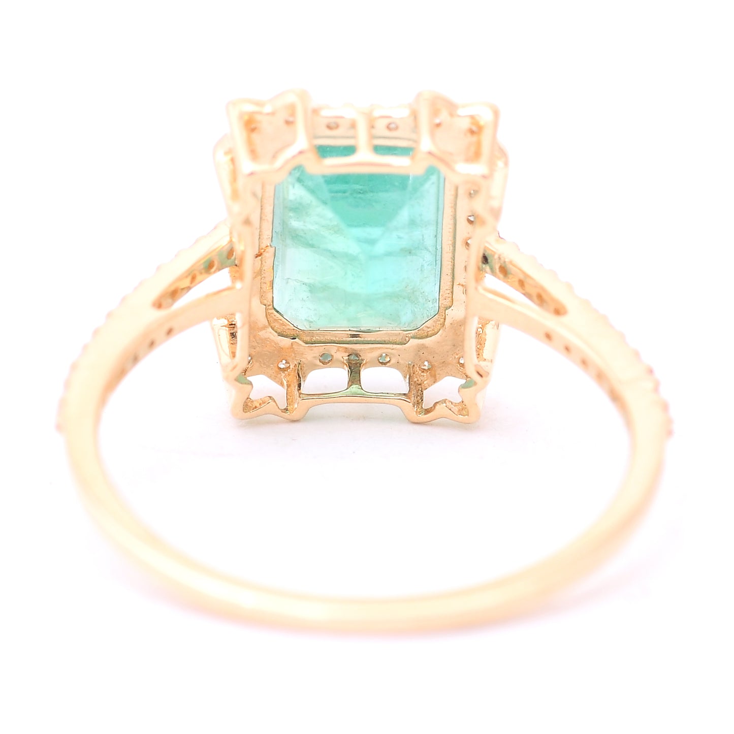 2.26 Ct Octagon Step Cut Natural Emerald 14K Gold Ring