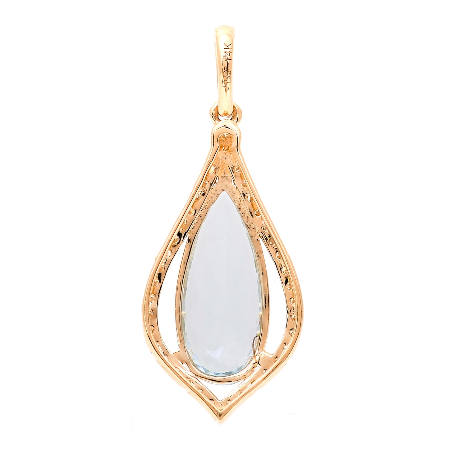 2.07 Ct Pear Mixed Cut Natural Aquamarine 14K Gold Pendant