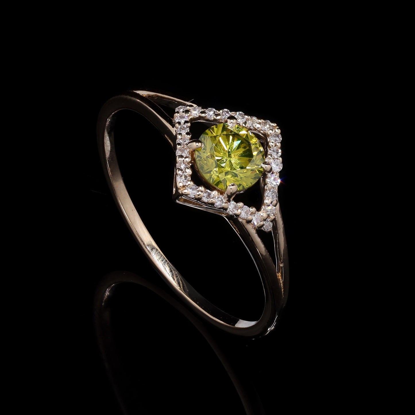 0.53 Ct Round Yellow Diamond 14K Gold Ring