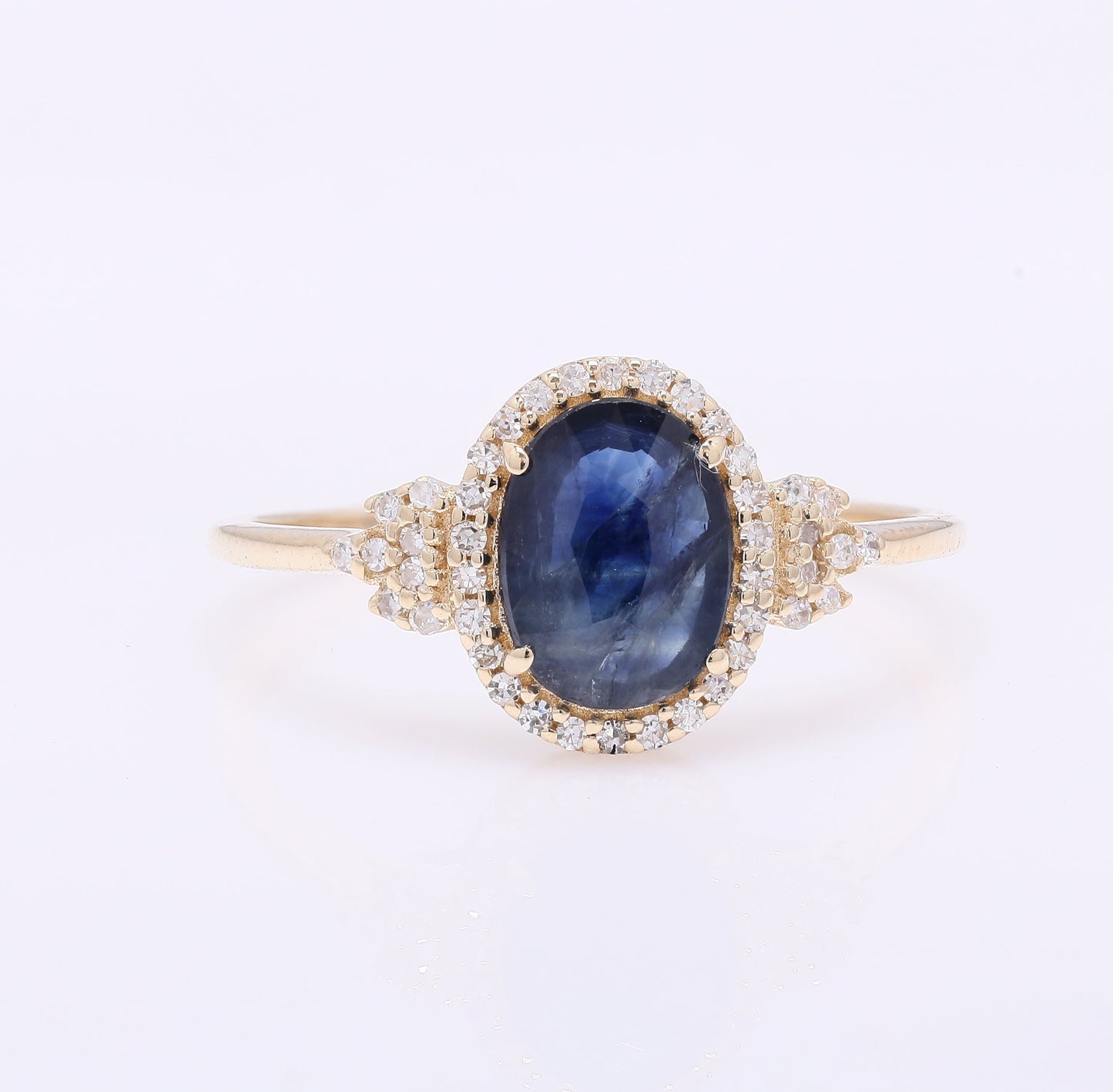 1.31 Ct Oval Mixed Cut Natural Sapphire 14K Gold Ring