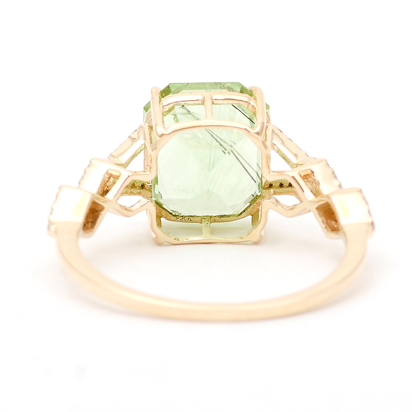 4.29 Ct Octagon Natural Eridot 14K Gold Ring