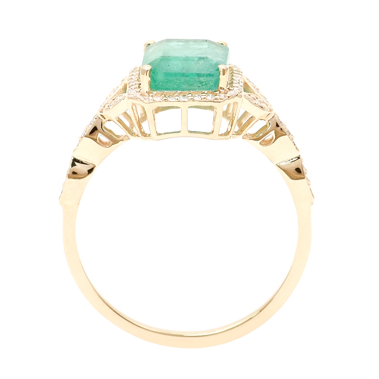 2.28 Ct Octagon Natural Emerald 14K Gold Ring