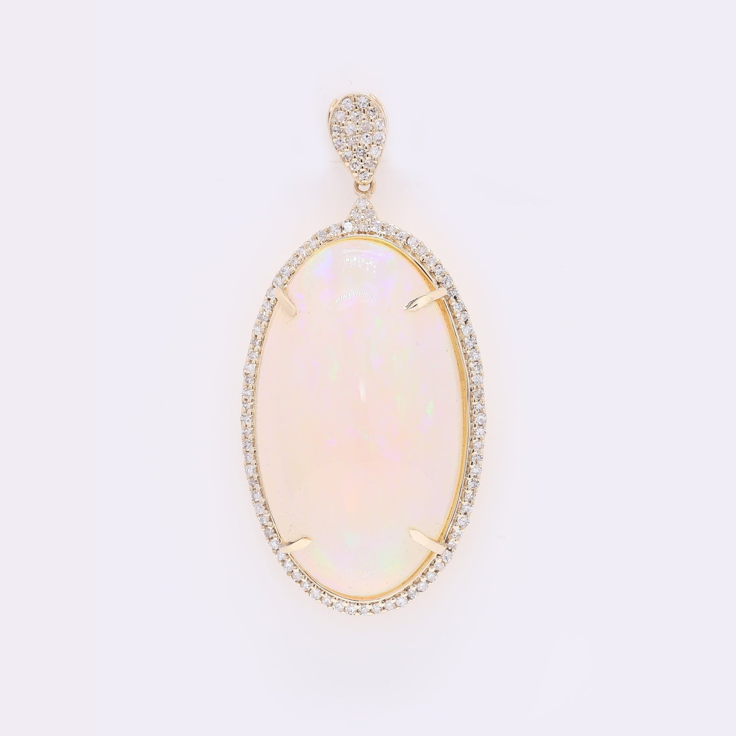 18.82 Ct Oval Cabochon Natural Opal 14K Gold Pendant