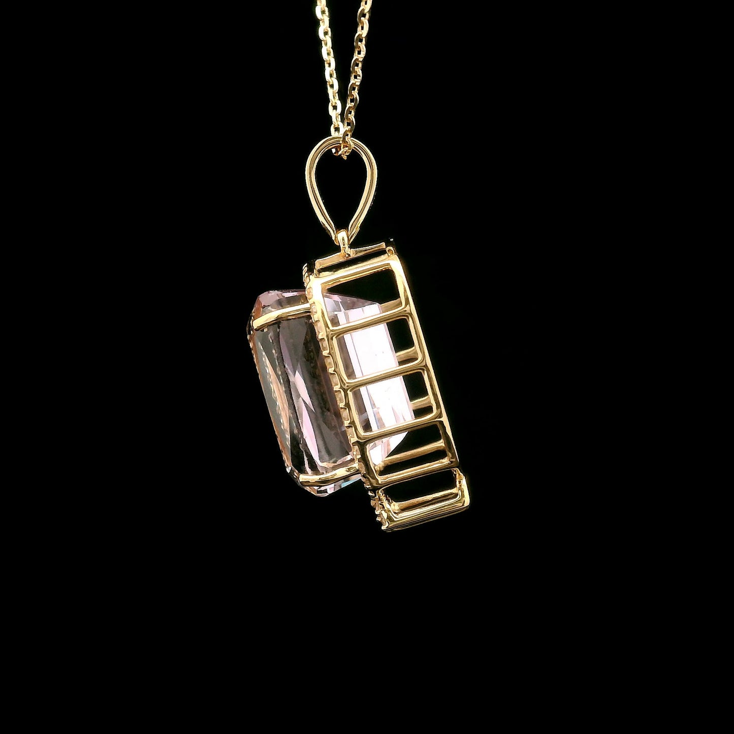 8.32 Ct Cushion Kunzite 14K Gold Pendant