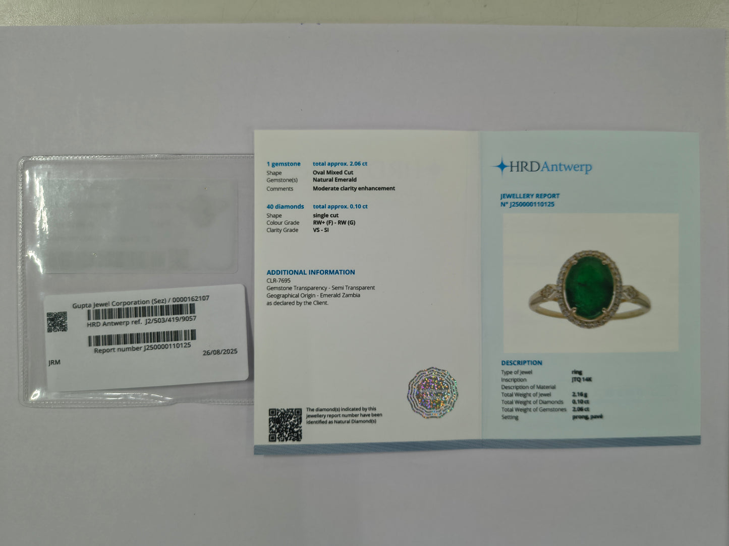 2.16 Ct Oval Mixed Cut Natural Emerald 14K Gold Ring