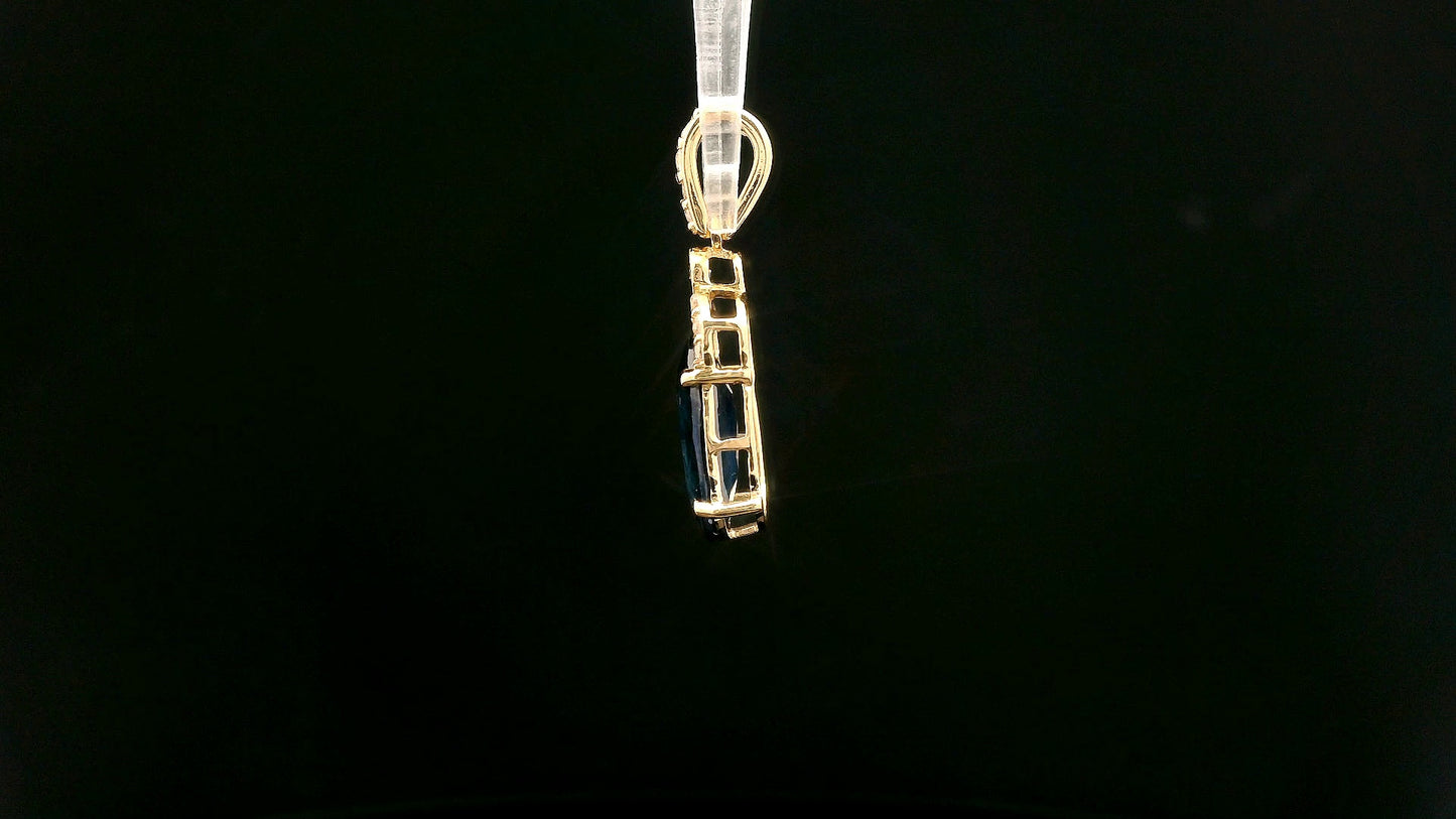 2.51 Ct Oval Mixed Cut Natural Corundum Sapphire 14K Gold Pendant