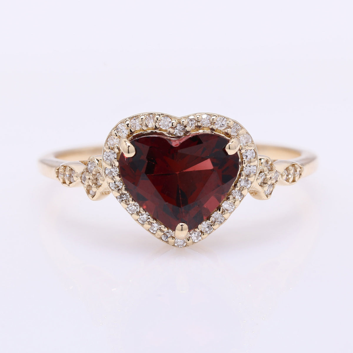 1.89 Ct Heart Mixed Cut Natural Garnet 14K Gold Ring