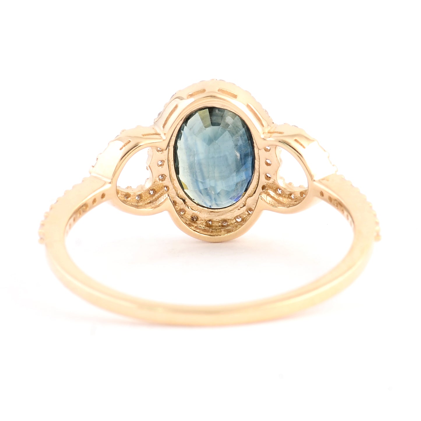 1.57 Ct Oval Mixed Cut Natural Corunum Sapphire 14K Gold Ring