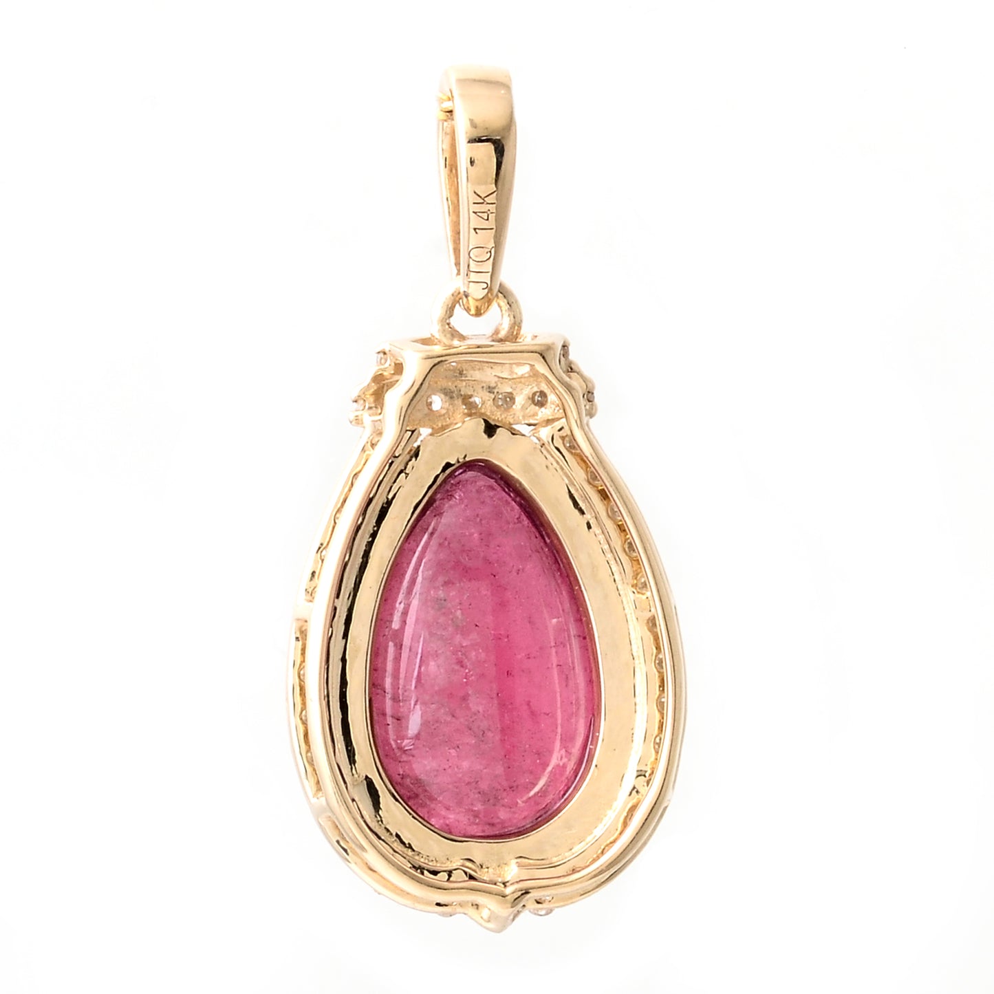 3.21 Ct Pear Cabochon Natural Tourmaline 14K Gold Pendant