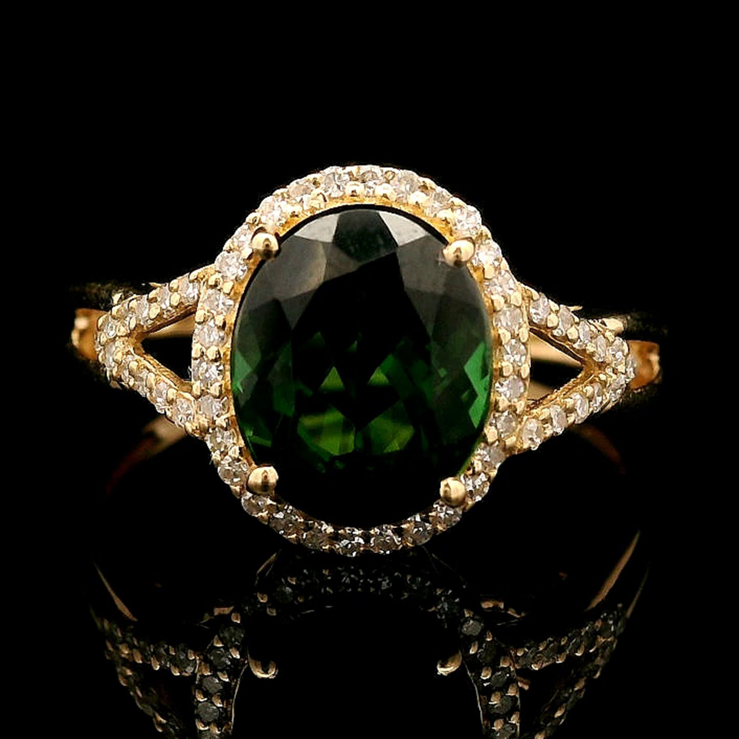 2.36 Ct Oval Mixed Cut Natural Tourmaline 14K Gold Ring