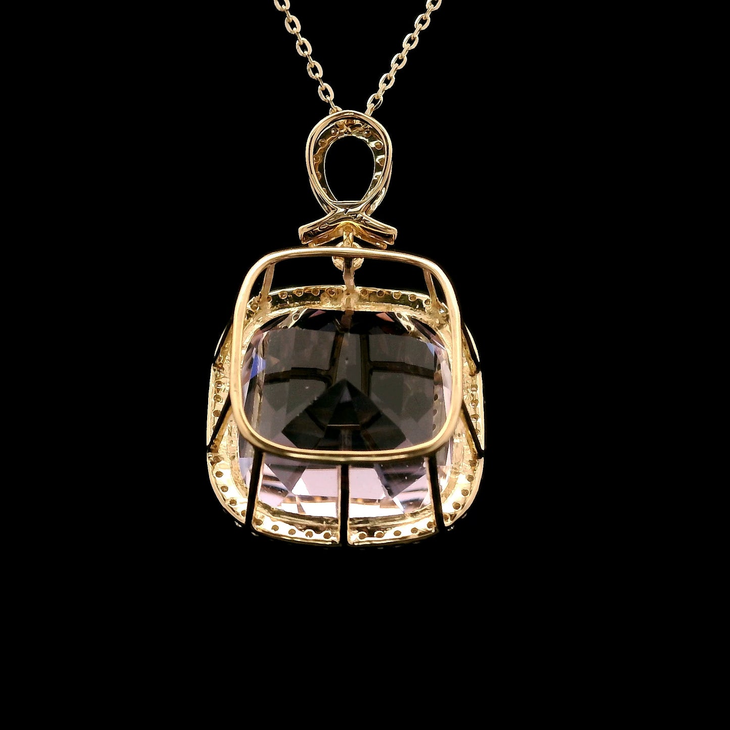 20.85 Ct Cushion Kunzite 14K Gold Pendant