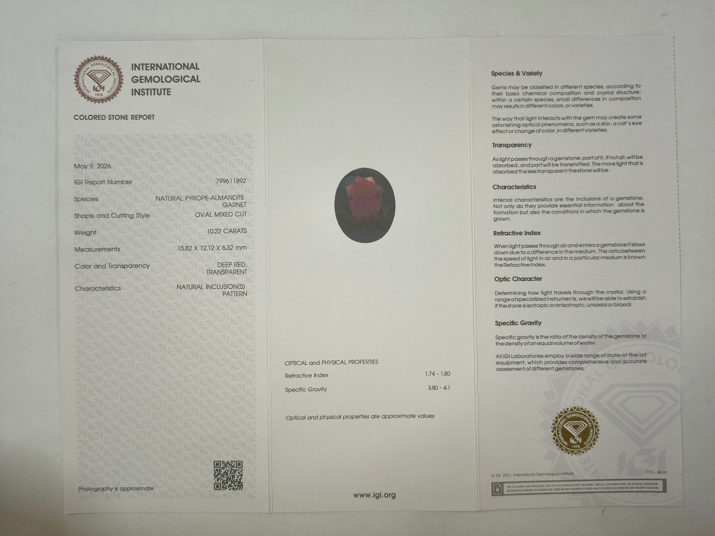 10.22 Natural Pyrope-Almandite Garnet Oval Mixed Cut Gemstone
