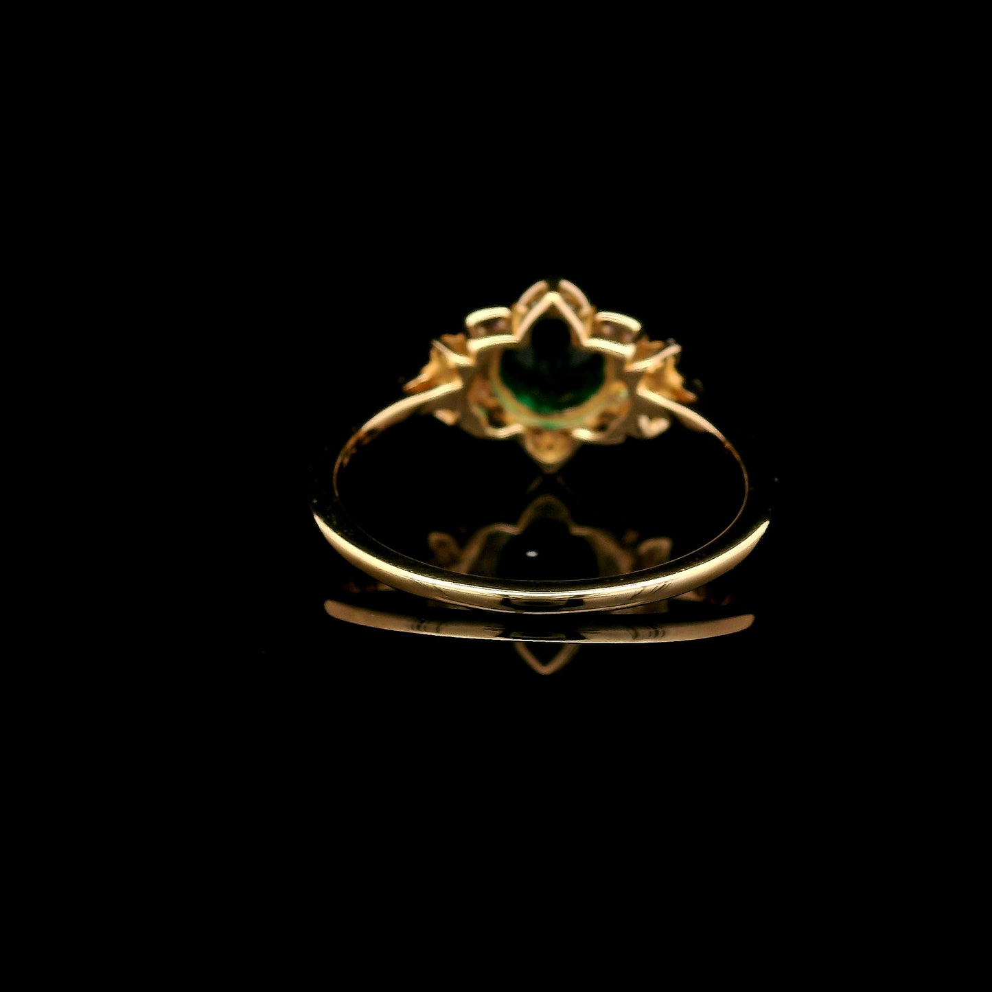 1.05 Ct Round Mixed Cut Lab Grown Emerald 14K Gold Ring