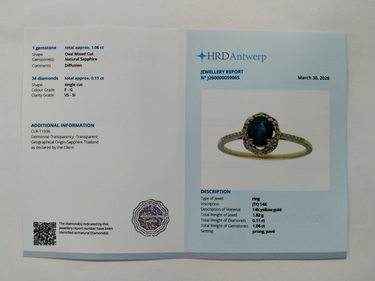 1.17 Ct Oval Mixed Cut Natural Sapphire 14K Gold Ring