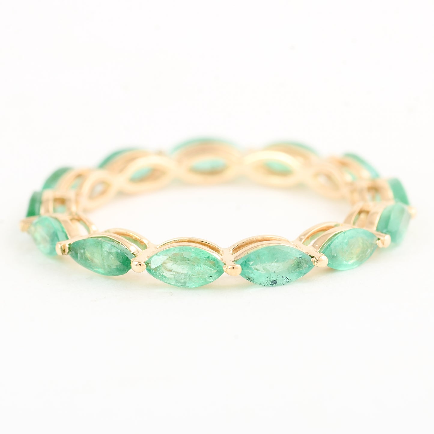 1.54 Ct Marquise Mixed Cut Natural Beryl Emerald 14K Gold Ring