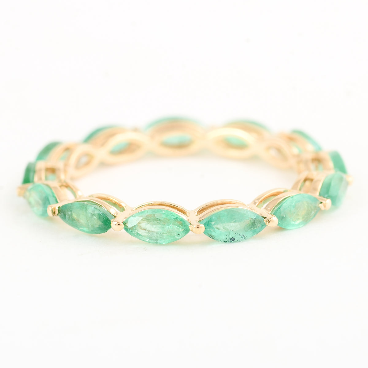 1.54 Ct Marquise Mixed Cut Natural Beryl Emerald 14K Gold Ring
