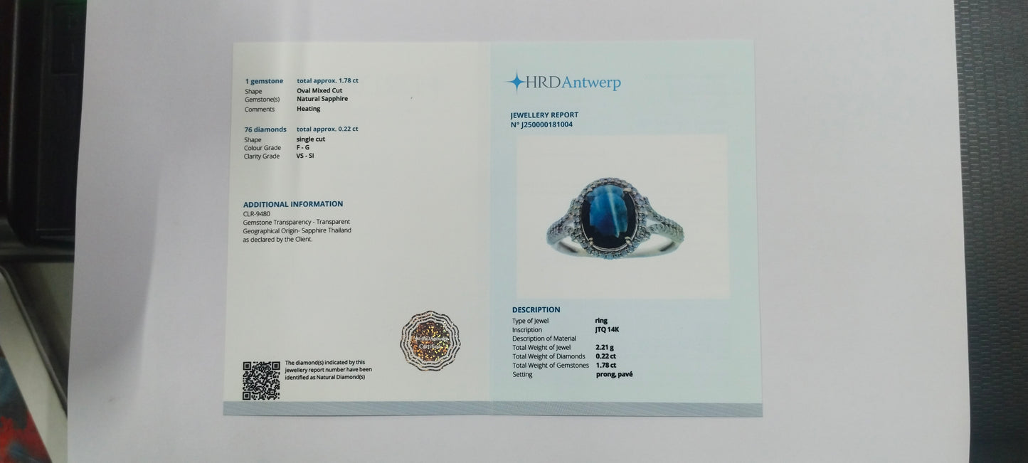 2.00 Ct Oval Mixed Cut Natural Sapphire 14K Gold Ring