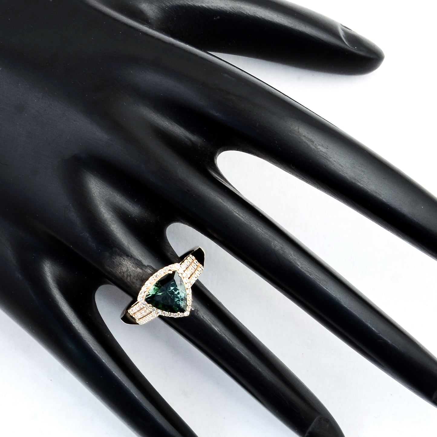 1.36 Ct Triangular Mixed Cut Natural Tourmaline 14K Gold Ring