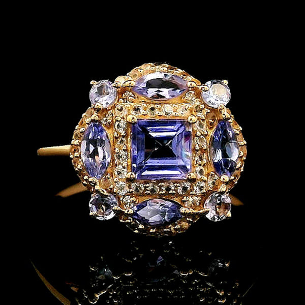 1.03 Ct Square Tanzanite 14K Gold Ring