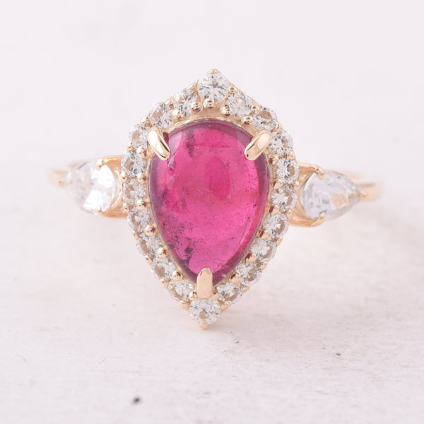 3.05 Ct Pear Tourmaline 9K Gold Ring