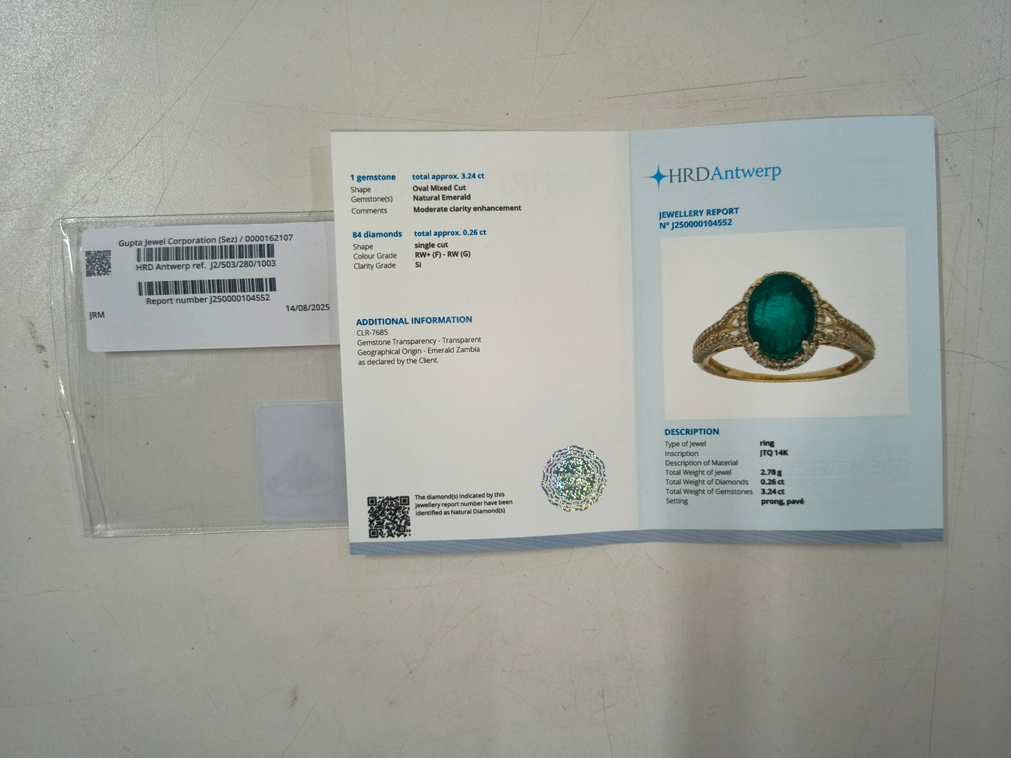 3.50 Ct Oval Mixed Cut Natural Emerald 14K Gold Ring