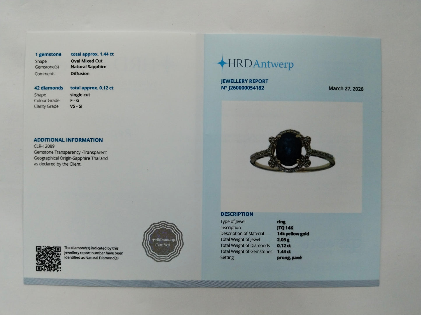 1.56 Ct Oval Mixed Cut Natural Sapphire 14K Gold Ring