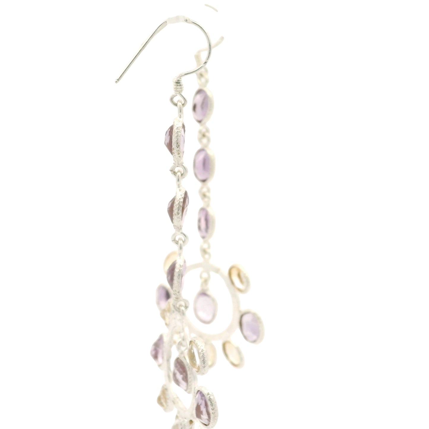 17.60 Ct Citrine, Amethyst 925 Sterling Silver Earrings