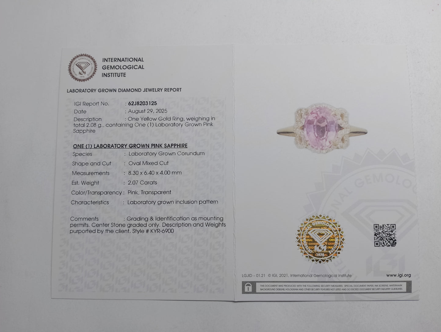 2.21 Ct Oval Mixed Cut Lab Grown Pink Sapphire 14K Gold Ring