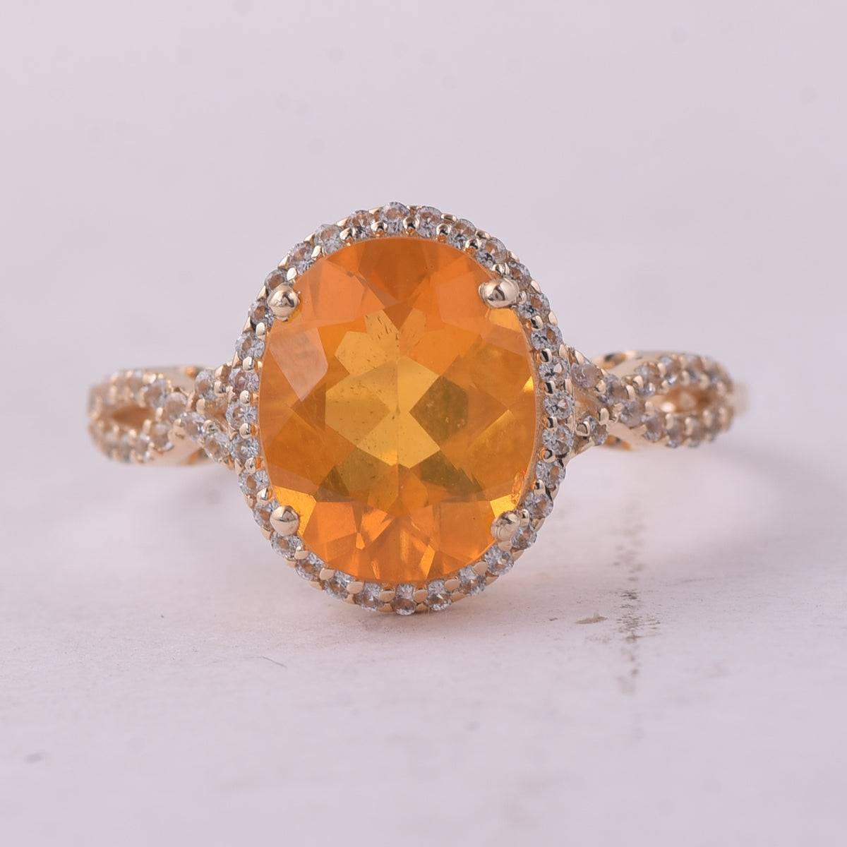 2.09 Ct Oval Br.Fire Opal 9K Gold Ring