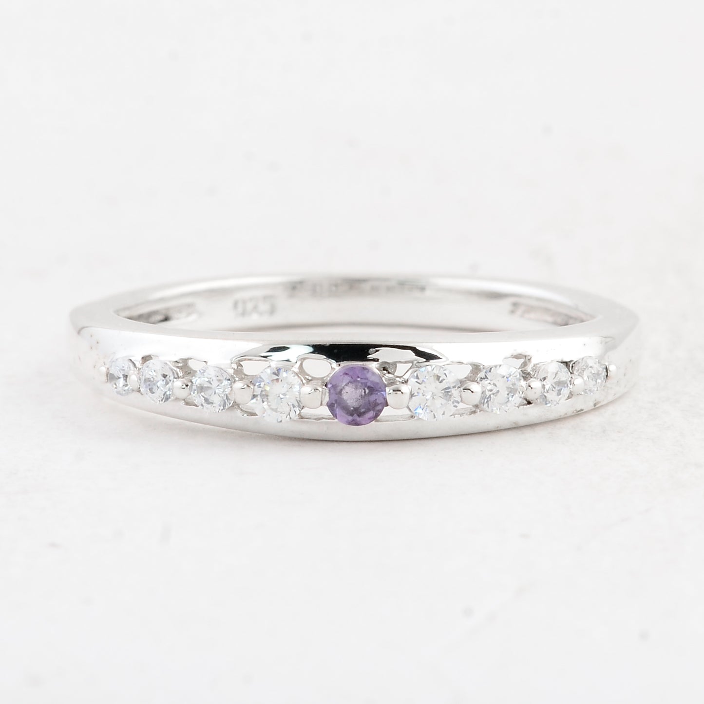 0.38 Ct Round Amethyst 925 Sterling Silver Ring