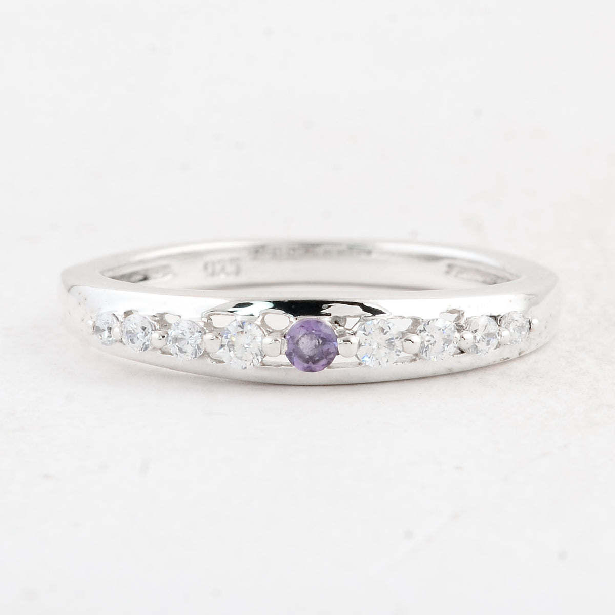 0.38 Ct Round Amethyst 925 Sterling Silver Ring