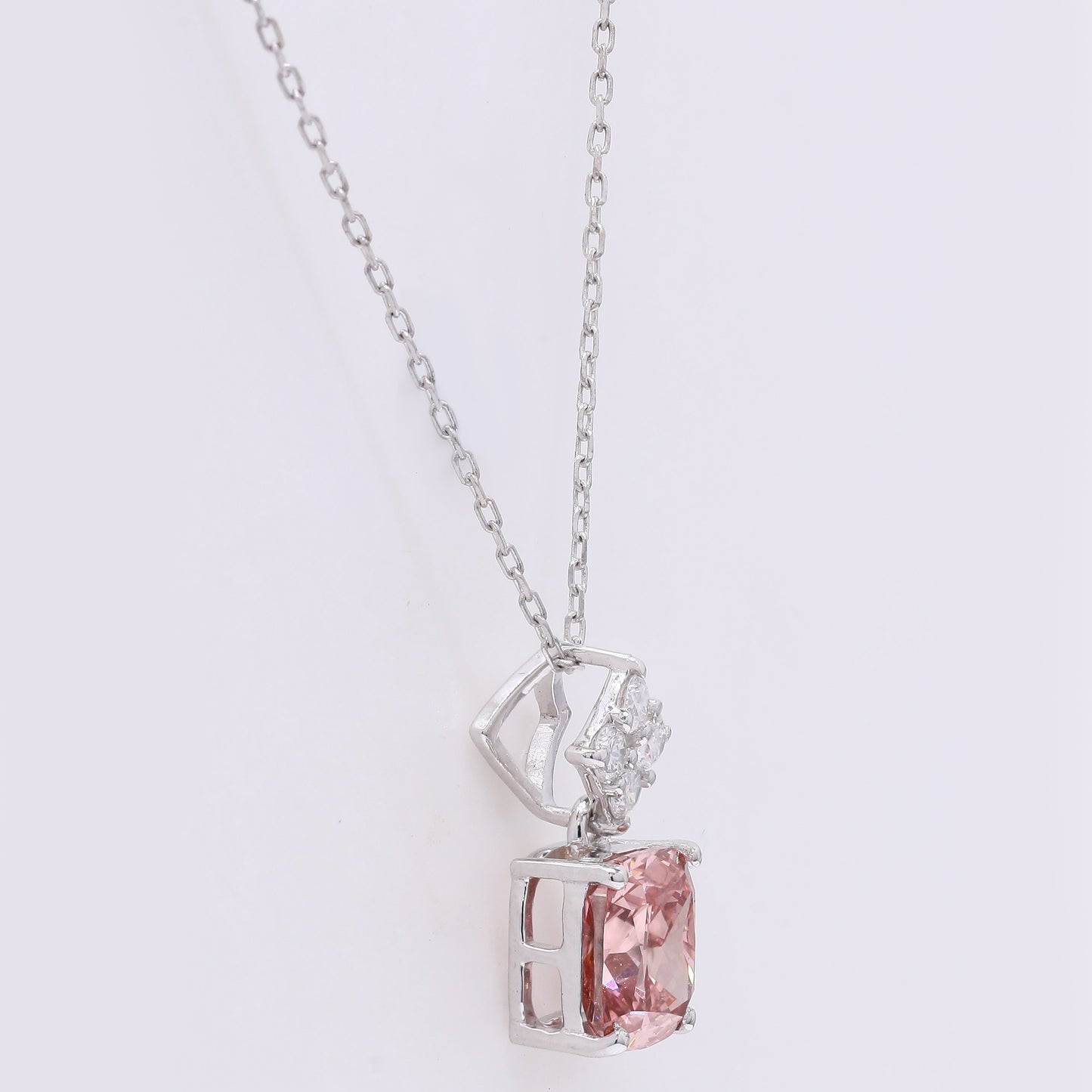 1.10 Carats Fancy Vivid Pink Lab Grown Diamond 14K Gold Pendant