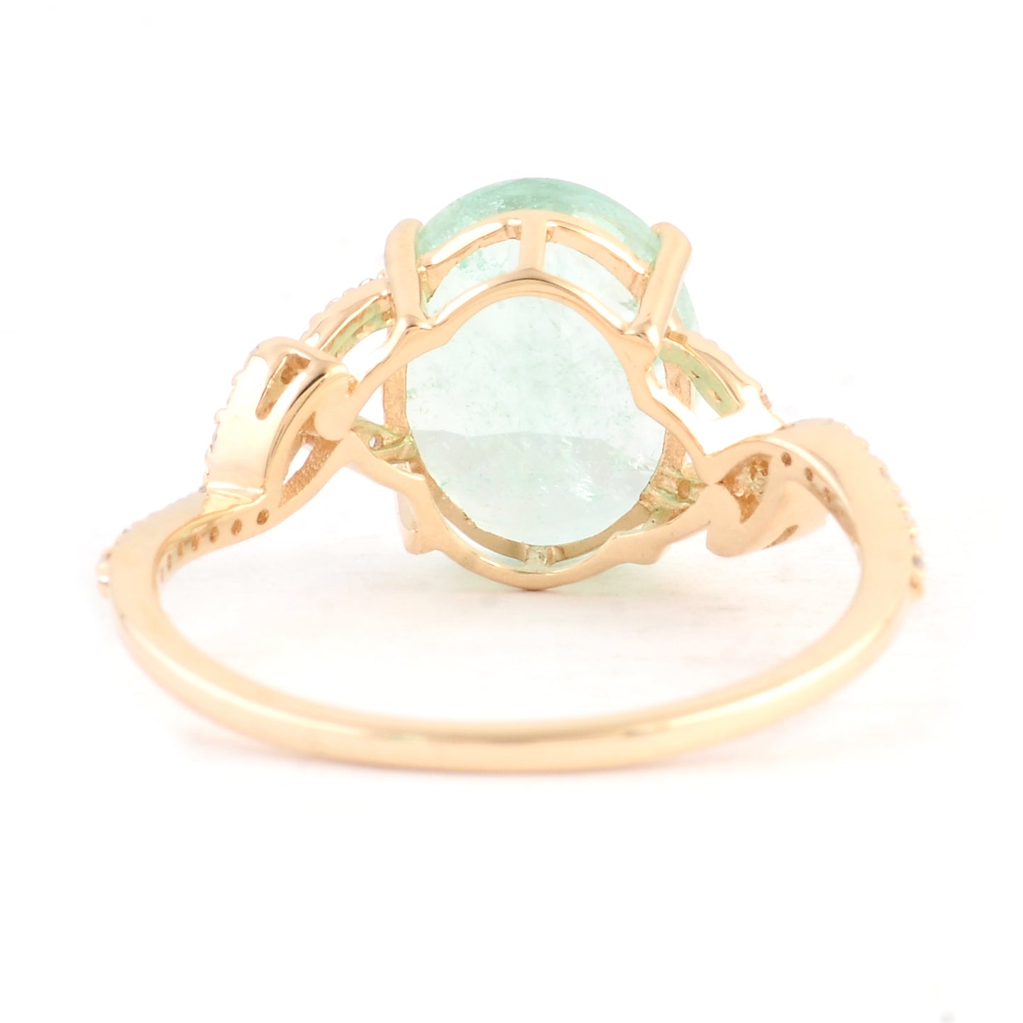 2.64 Ct Oval Mixed Cut Natural Beryl Emerald 14K Gold Ring