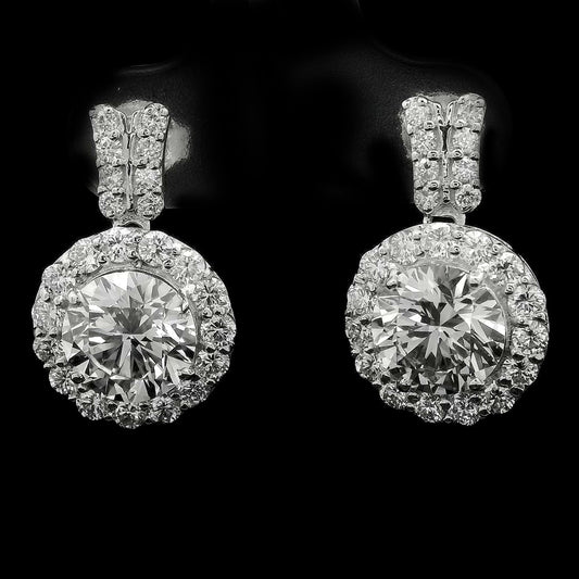 4.20 Carats Lab Grown Diamond 14K Gold Earrings