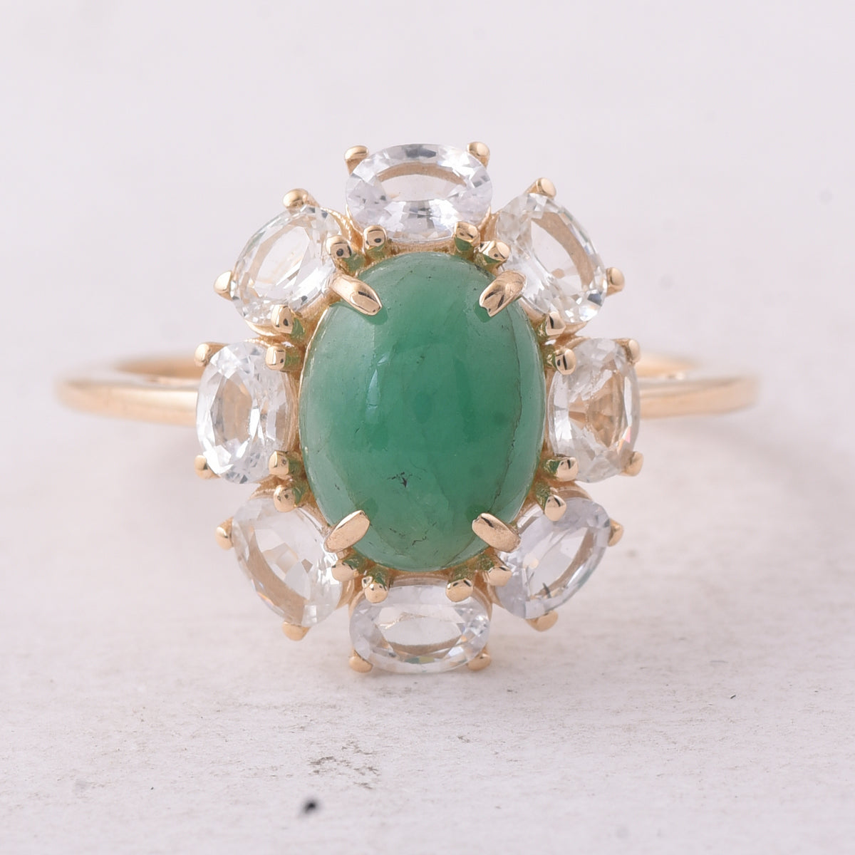 3.46 Ct Oval Emerald 9K Gold Ring