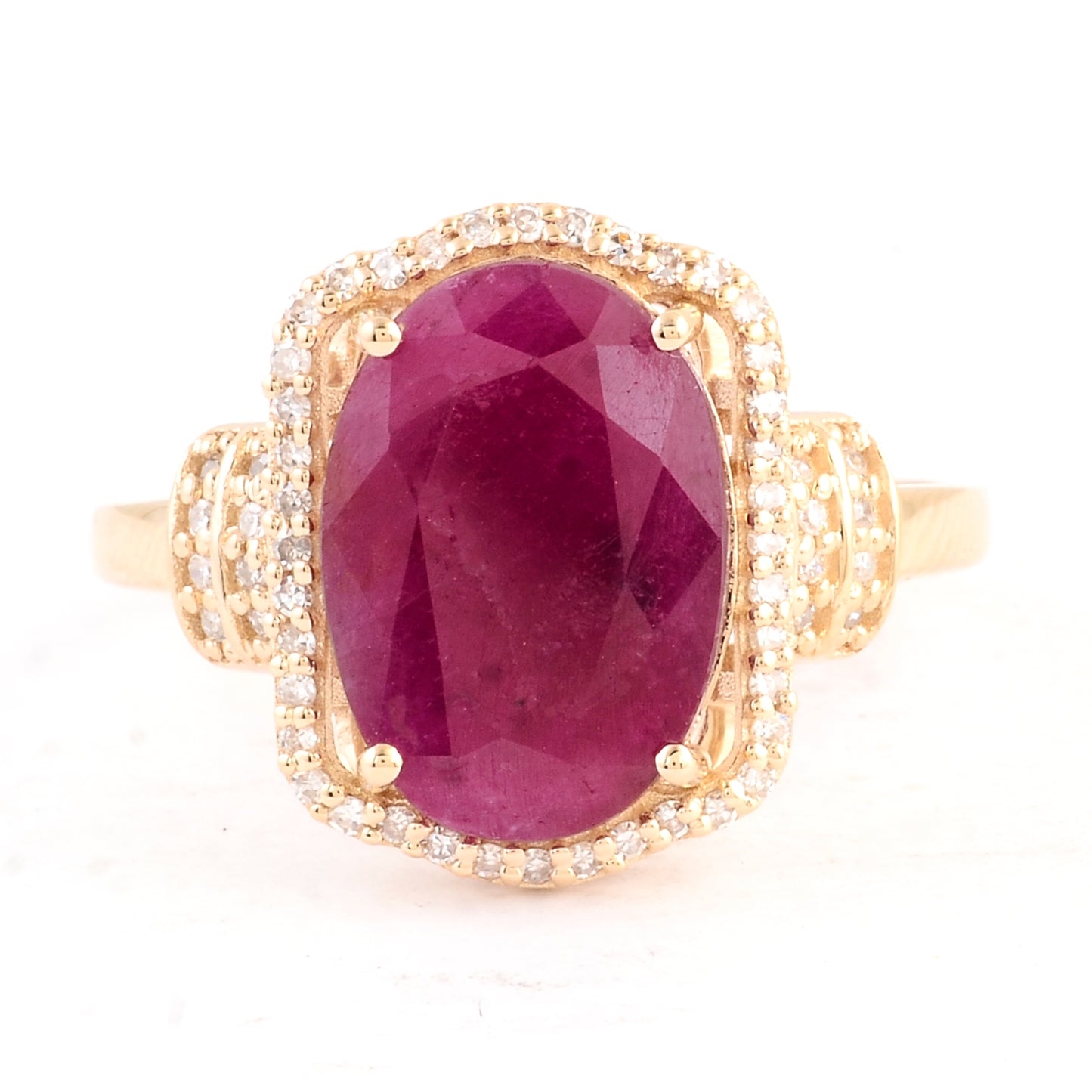 3.31 Ct Oval Mixed Cut Natural Corundum Ruby 14K Gold Ring