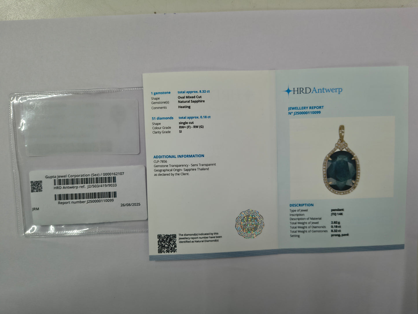 8.50 Ct Oval Mixed Cut Natural Sapphire 14K Gold Pendant