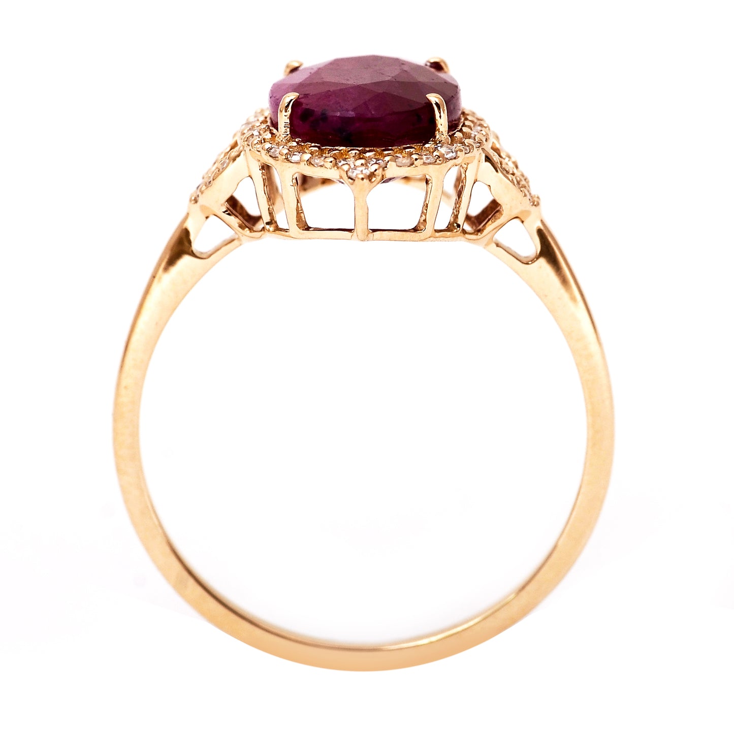 3.52 Ct Oval Mixed Cut Natural Corundum Ruby 14K Gold Ring
