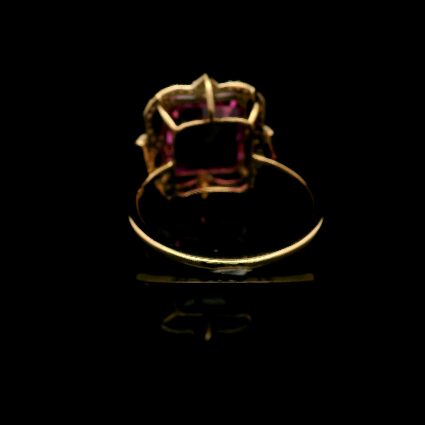 6.28 Ct Square Emerald Cut Lab Grown Pink Sapphire 14K Gold Ring