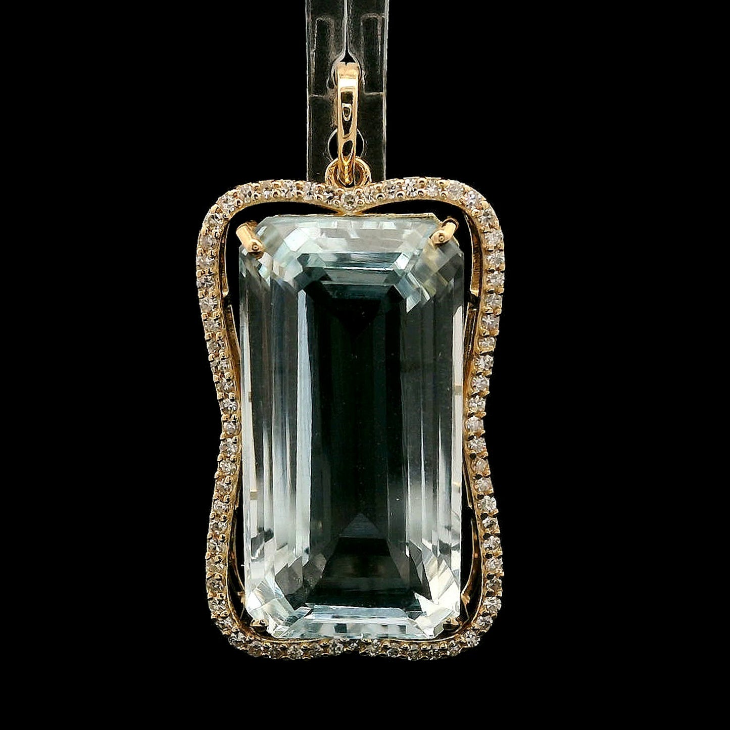 14.43 Ct Octagon Step Cut Natural Aquamarine 14K Gold Pendant