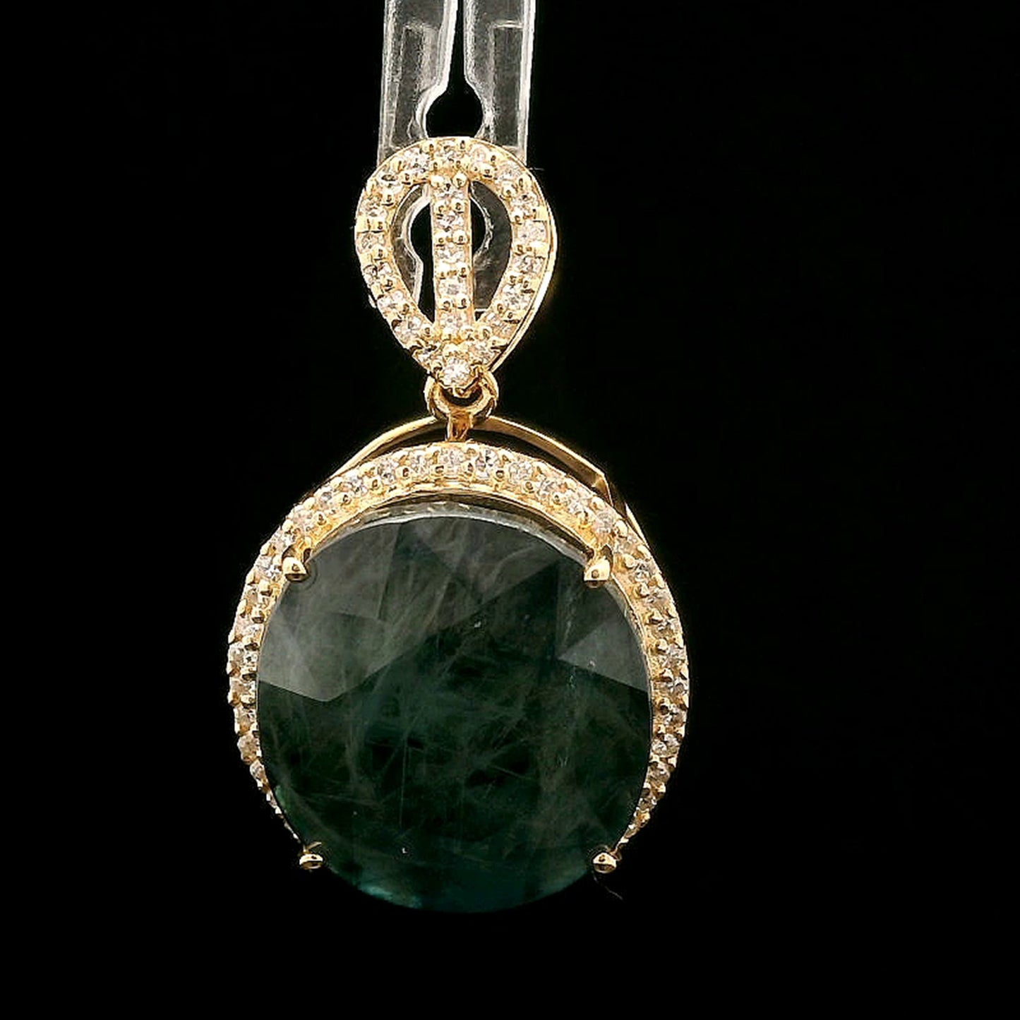 12.17 Ct Oval Mixed Cut Natural Sapphire 14K Gold Pendant