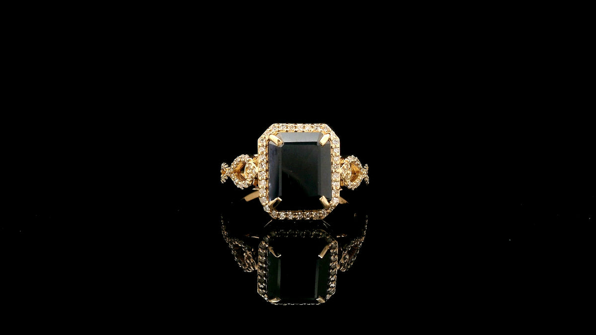 3.97 Ct Octagon Natural Sapphire 14K Gold Ring