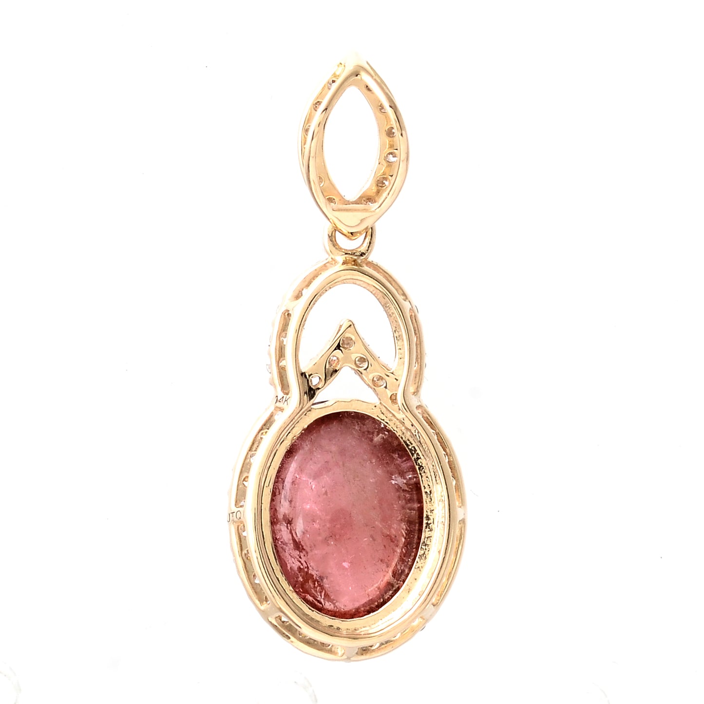 2.91 Ct Oval Cabochon Natural Tourmaline 14K Gold Pendant